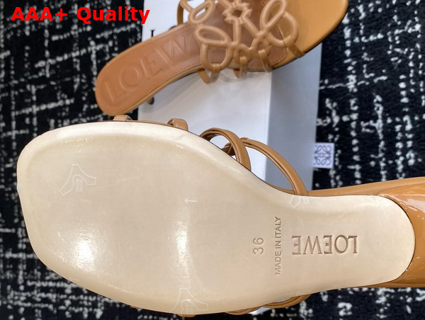 Loewe Petal Anagram Slide in Soft Calfskin Camel Replica