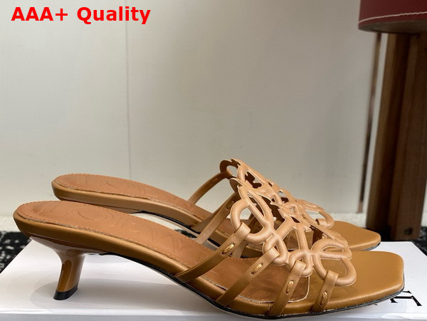Loewe Petal Anagram Slide in Soft Calfskin Camel Replica