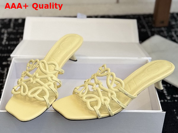 Loewe Petal Anagram Slide in Yellow Soft Calfskin Replica