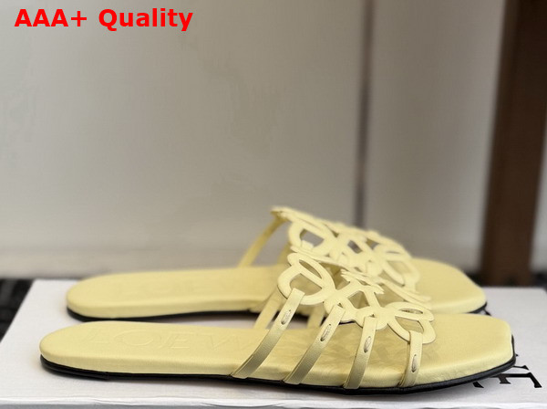 Loewe Petal Anagram Slide in Yellow Soft Calfskin Replica