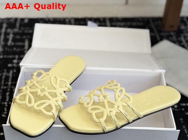 Loewe Petal Anagram Slide in Yellow Soft Calfskin Replica