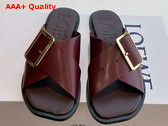 Loewe Petal Belt Flat Sandal in Burgundy Vegetable Tanned Calfskin Replica