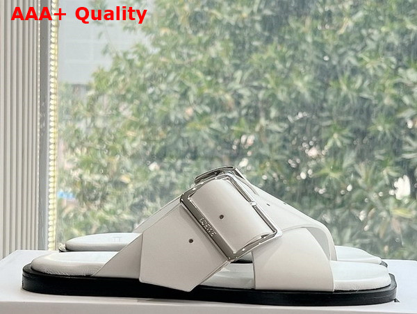 Loewe Petal Belt Flat Sandal in White Vegetable Tanned Calfskin Replica