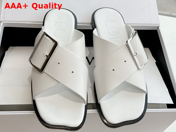 Loewe Petal Belt Flat Sandal in White Vegetable Tanned Calfskin Replica
