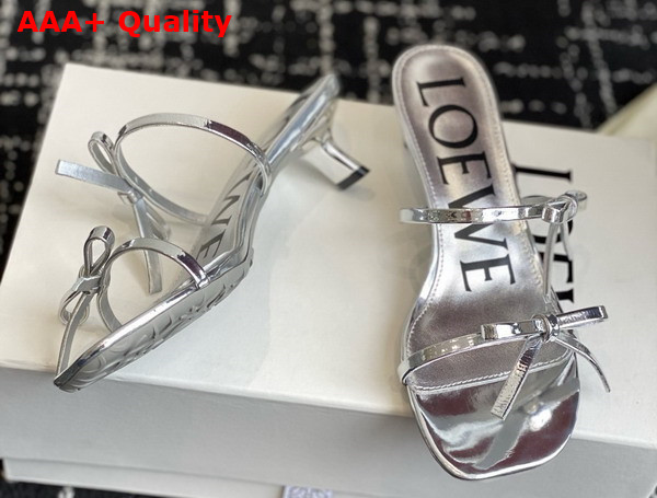 Loewe Petal Sandal in Metallic Calfskin Silver Replica