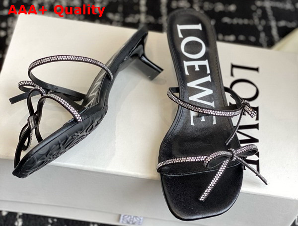 Loewe Petal Sandal in Suede and Rhinestones Black Replica