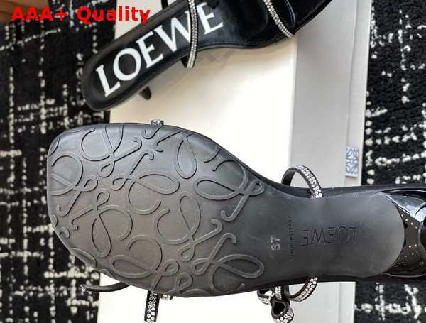 Loewe Petal Sandal in Suede and Rhinestones Black Replica