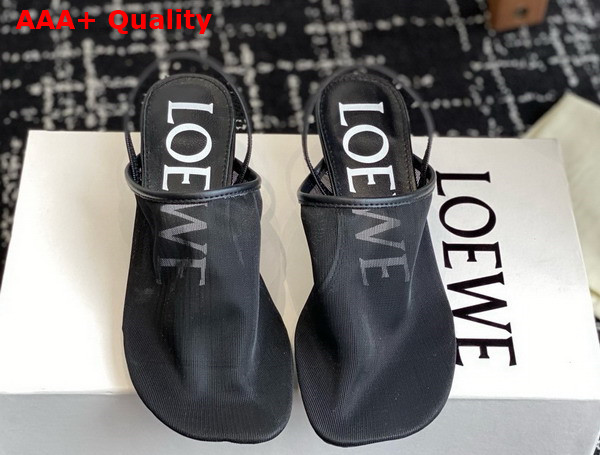 Loewe Petal Slingback Heel Sandal in Black Mesh Replica