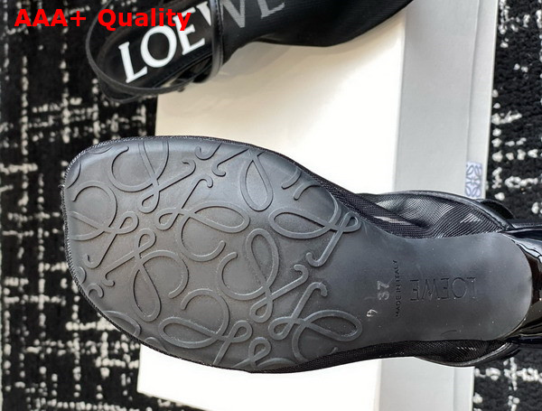 Loewe Petal Slingback Heel Sandal in Black Mesh Replica