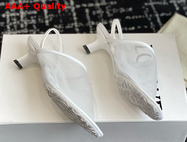 Loewe Petal Slingback Heel Sandal in White Mesh Replica