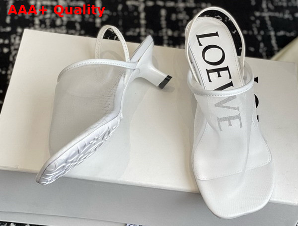 Loewe Petal Slingback Heel Sandal in White Mesh Replica