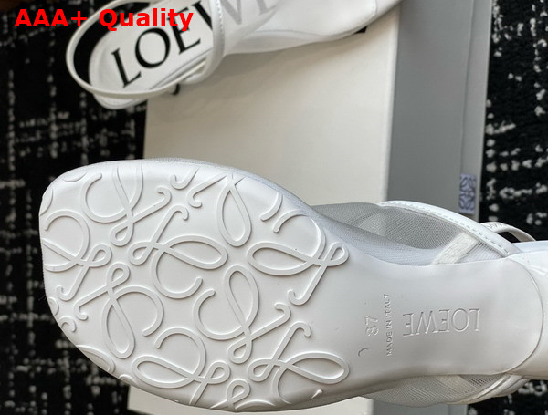 Loewe Petal Slingback Heel Sandal in White Mesh Replica