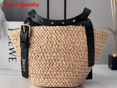 Loewe Punch Hole Basket Bag in Raffia and Calfskin Natural and Black Replica