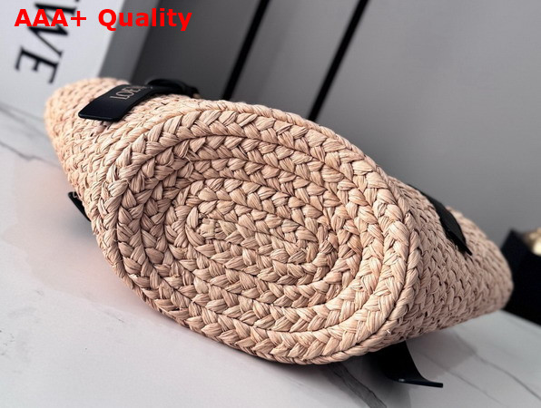 Loewe Punch Hole Basket Bag in Raffia and Calfskin Natural and Black Replica