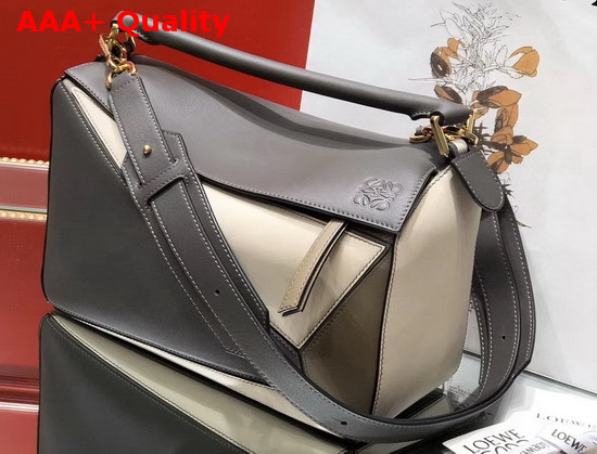 Loewe Puzzle Bag Grey and Khaki Classic Calf Replica