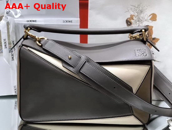 Loewe Puzzle Bag Grey and Khaki Classic Calf Replica