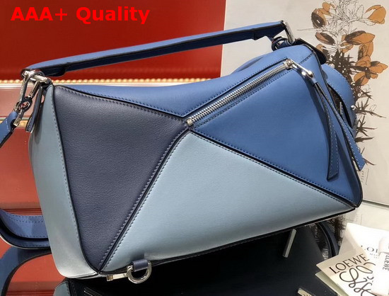 Loewe Puzzle Bag Light Blue and Navy Blue Classic Calf Replica