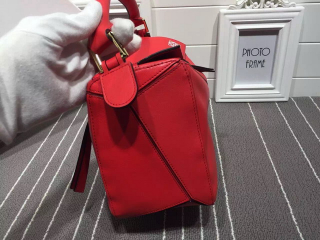 Loewe Puzzle Bag in Red Calf Leather with Embossed Anagram for Sale