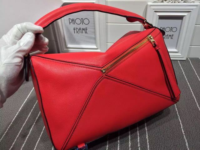Loewe Puzzle Bag in Red Calf Leather with Embossed Anagram for Sale