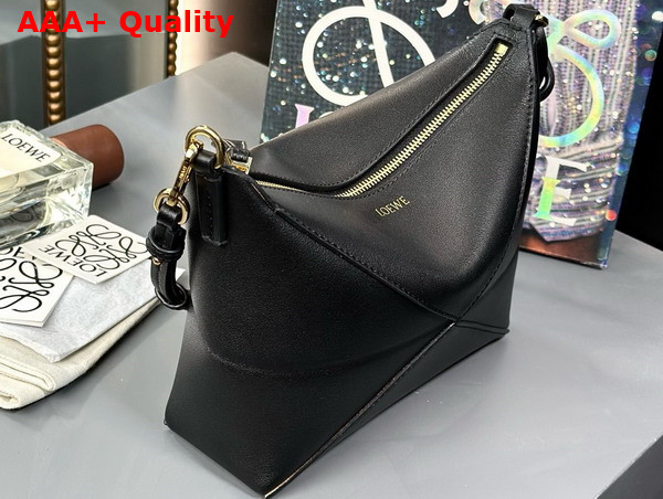 Loewe Puzzle Fold Pouch in Black Shiny Nappa Calfskin Replica