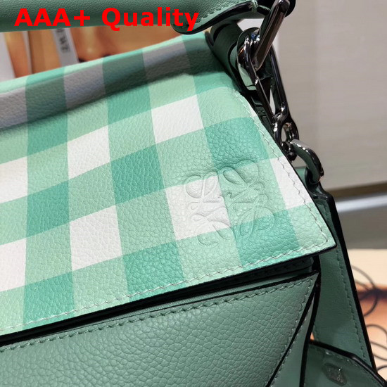 Loewe Puzzle Gingham Bag Sea Water Green Replica