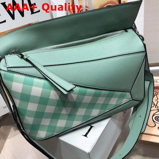 Loewe Puzzle Gingham Bag Sea Water Green Replica