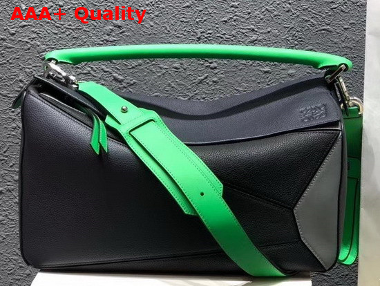 Loewe Puzzle Large Bag Blue Black and Green Soft Grained Calf Replica