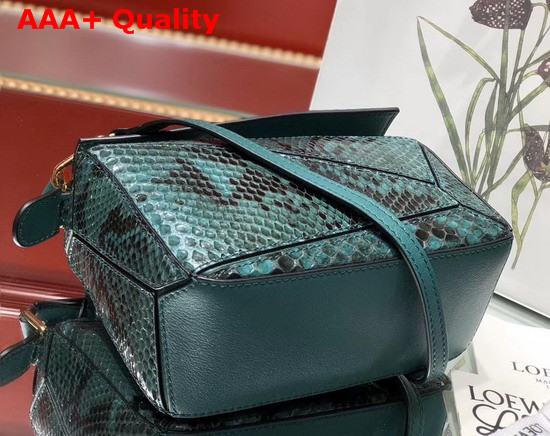 Loewe Puzzle Mini Bag in Green Python Replica