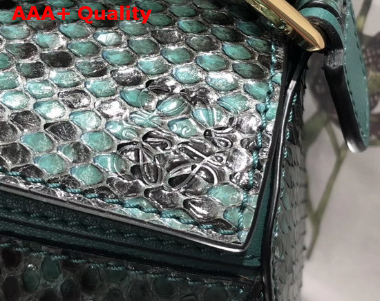 Loewe Puzzle Mini Bag in Green Python Replica