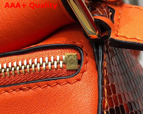 Loewe Puzzle Mini Bag in Orange Python Replica