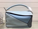 Loewe Puzzle Shoulder Bag in Light Blue Smooth Calfskin For Sale