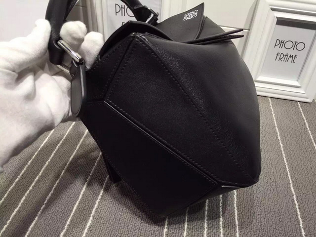 Loewe Puzzle Shoulder in Black Calf Leather with Embossed Anagram for Sale