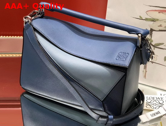 Loewe Puzzle Small Bag Light Blue and Navy Blue Classic Calf Replica