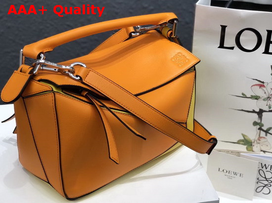 Loewe Puzzle Small Bag in Mandarin Yellow Classic Calf Replica