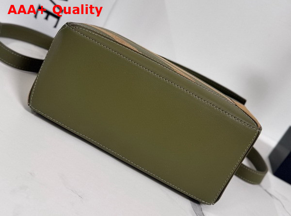 Loewe Puzzle Small Leather and Suede Top Handbag in Green and Brown Replica