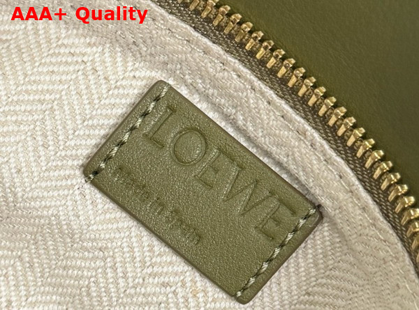 Loewe Puzzle Small Leather and Suede Top Handbag in Green and Brown Replica