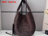 Loewe Roomy Hobo in Suede Calfskin Dark Brown Replica