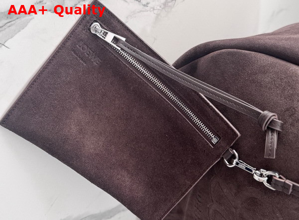 Loewe Roomy Hobo in Suede Calfskin Dark Brown Replica