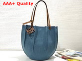 Loewe Shell Tote Bag in Denim and Calfskin Washed Indigo Tan Replica