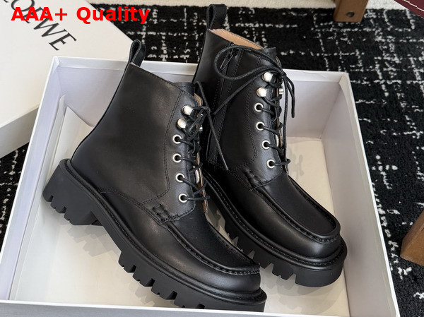 Loewe Sierra Combat Ankle Boot in Black Calfskin Replica