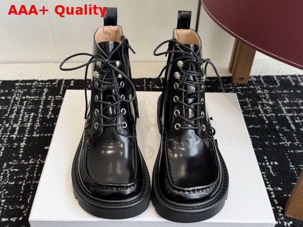 Loewe Sierra Combat Ankle Boot in Black Shiny Calfskin Replica