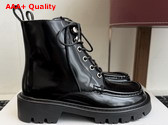 Loewe Sierra Combat Ankle Boot in Black Shiny Calfskin Replica