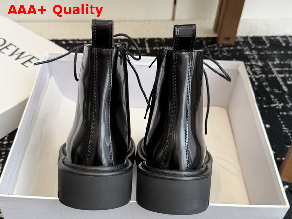Loewe Sierra Combat Ankle Boot in Black Shiny Calfskin Replica