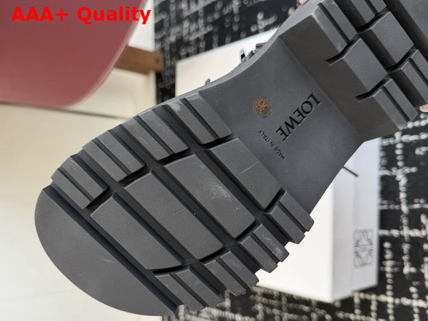 Loewe Sierra Combat Ankle Boot in Black Shiny Calfskin Replica