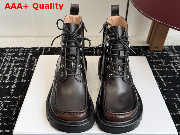 Loewe Sierra Combat Ankle Boot in Dark Brown Brushed Off Calfskin Replica