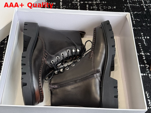 Loewe Sierra Combat Ankle Boot in Dark Brown Brushed Off Calfskin Replica