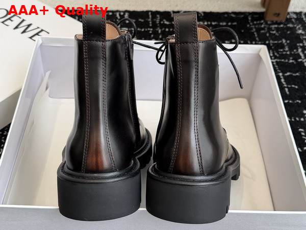 Loewe Sierra Combat Ankle Boot in Dark Brown Brushed Off Calfskin Replica