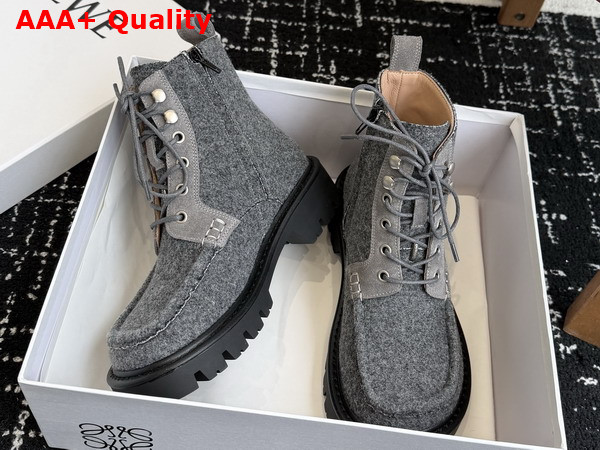 Loewe Sierra Combat Ankle Boot in Grey Flannel Replica
