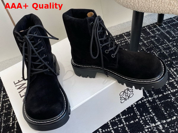 Loewe Sierra Combat Boot in Black Suede Replica