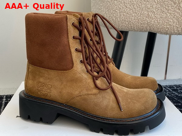 Loewe Sierra Combat Boot in Suede Medium Tabacco Brown Replica